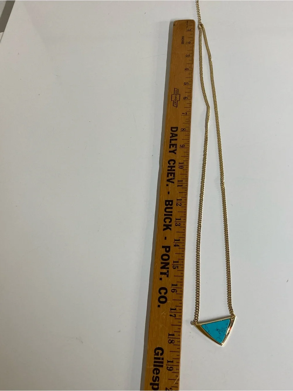 Vera Bradley Gold-Tone 3D Triangle Necklace with Turquoise Stone 17” one side